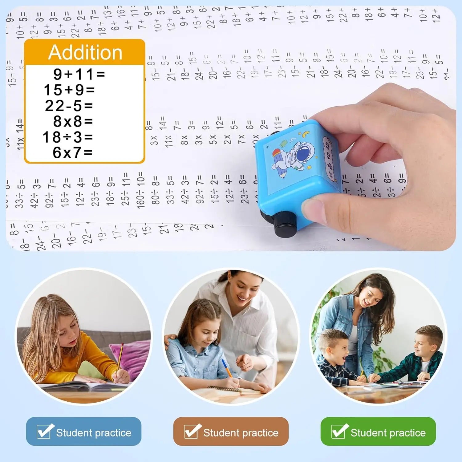 "Math Practice Number Rolling Stamp: Addition and Subtraction Questions within 100"