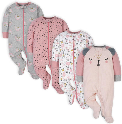 "Sweet Dreams Baby-Girls Sleep 'N Play Footie 4-Pack - Cozy and Adorable!"