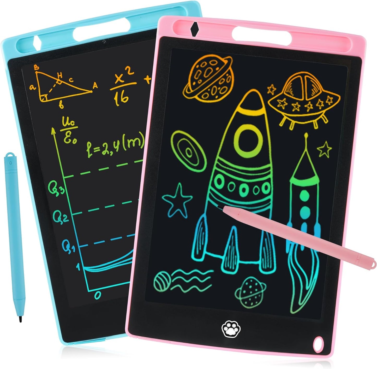 Dynamic Duo Doodle Pad Set: 2 Pack LCD Writing Tablets for Kids and Adults, Perfect for Learning and Creativity (Blue+Pink)