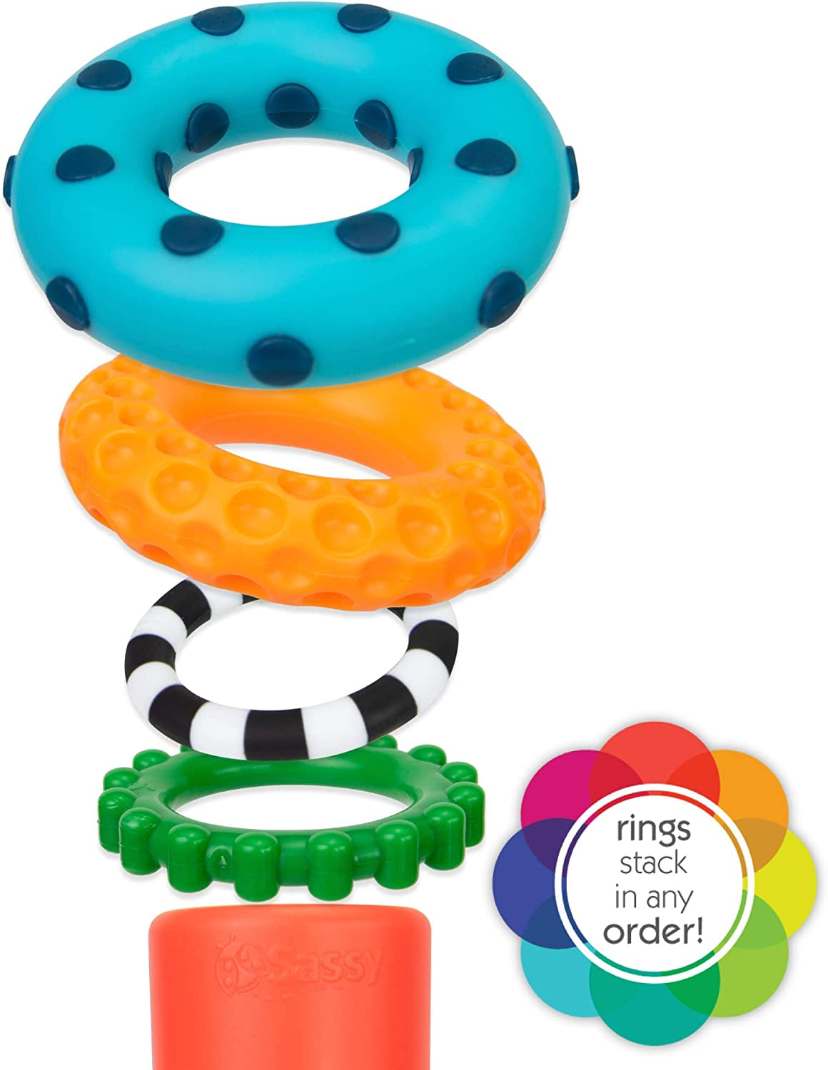 Stacks of Circles Stacking Ring STEM Learning Toy, Age 6+ Months, Multi, 9 Piece Set