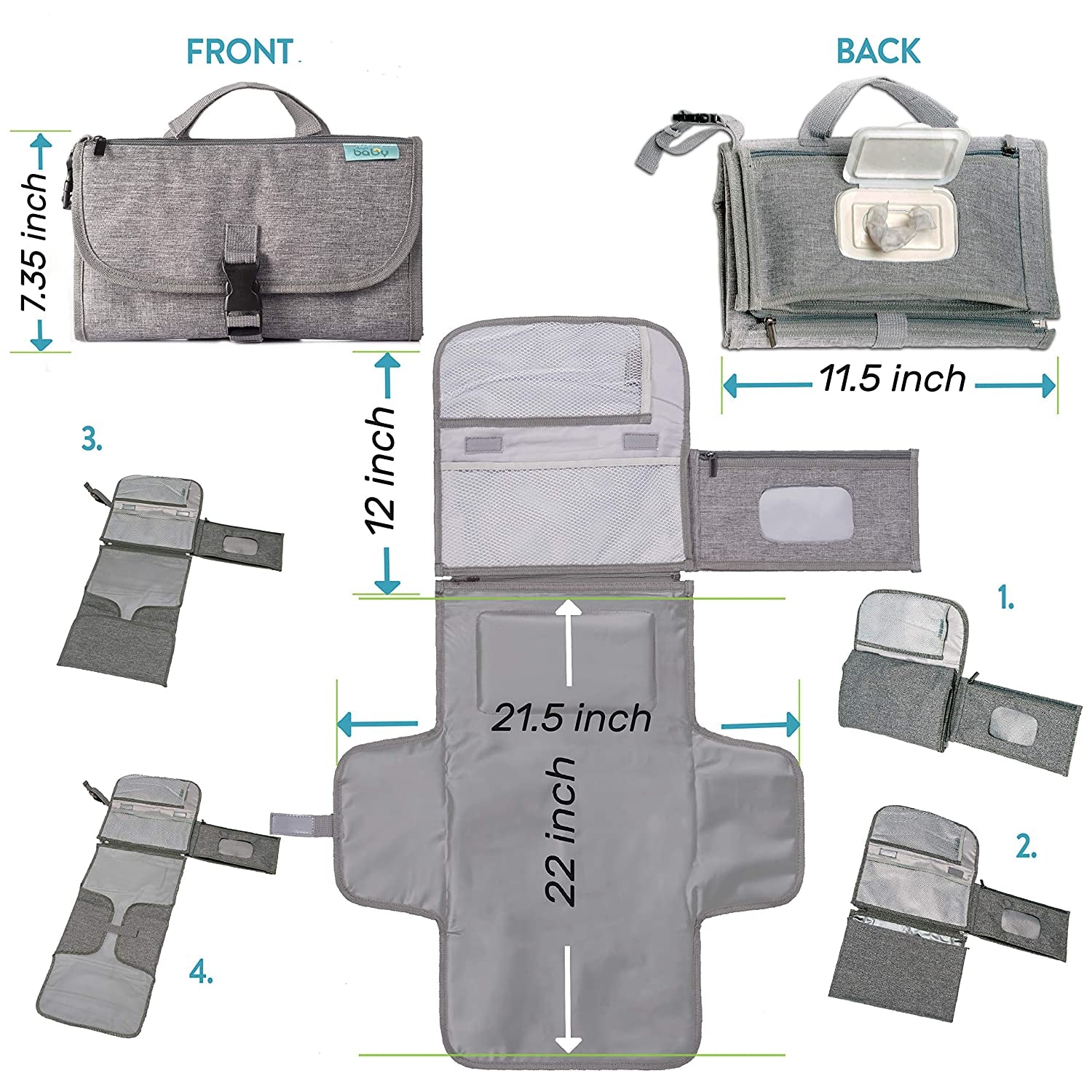 "Ultimate Portable Diaper Changing Pad - Easy Clean and Stylish Travel Changing Kit for Newborns - Includes Smart Wipes Pocket and Waterproof Design - Perfect Baby Gift!"