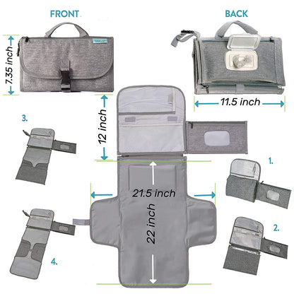 "Ultimate Portable Diaper Changing Pad - Easy Clean and Stylish Travel Changing Kit for Newborns - Includes Smart Wipes Pocket and Waterproof Design - Perfect Baby Gift!"